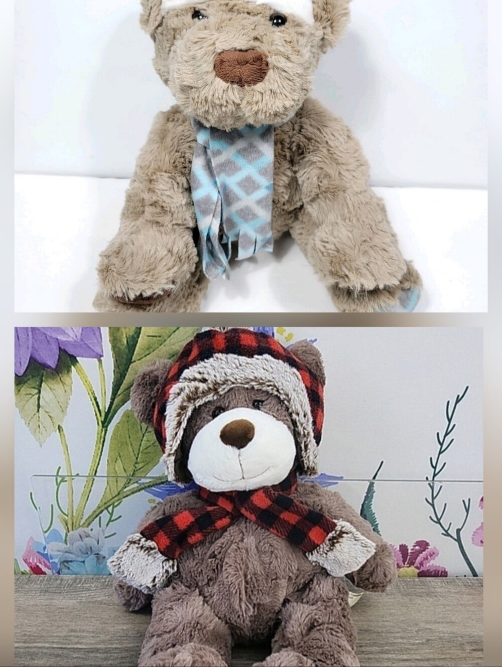 Gentle Treasures GT Quantity TWO  Teddy Bears Matching Scarf Hat Plush St Judes